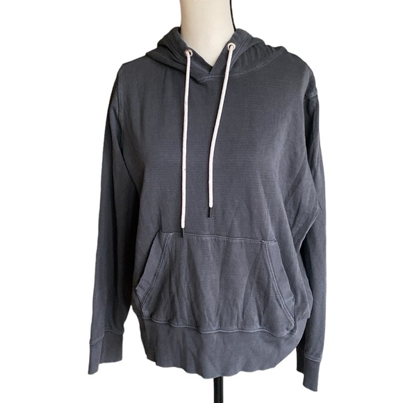 Athleta Tops - Athleta Charcoal Gray Pullover Hoodie with Light Pink Drawstrings